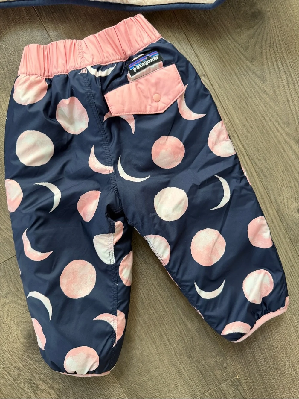 Patagonia Tribbles Navy & Pink Moon Print Puffer Jacket and Pants Set 6-12 month